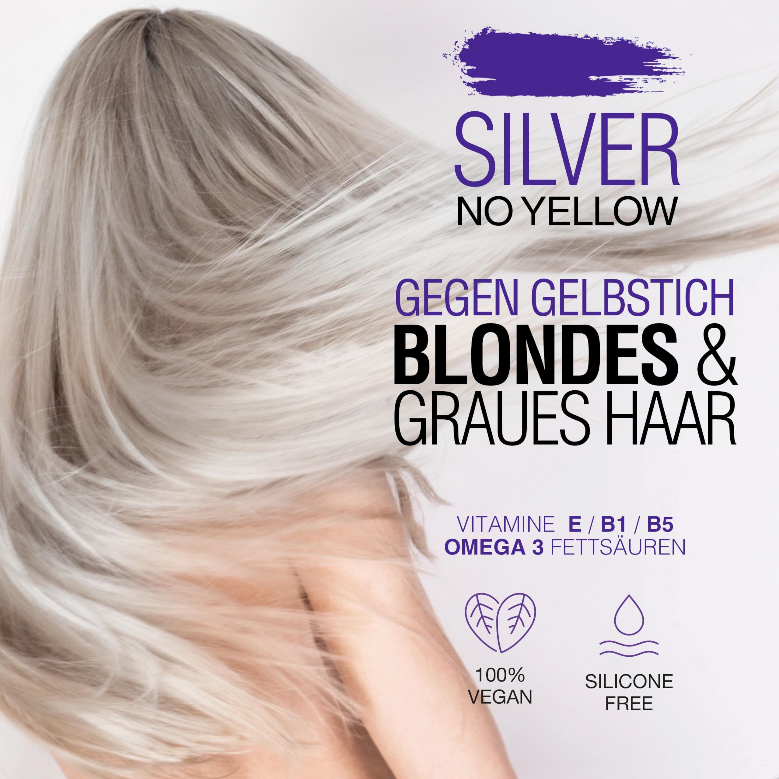 NAVIR Silver Professionelle Silberpflege für blondes, blondiertes, gesträhntes, weißes und graues Haar | Silbershampoo 300 ml + Silbermaske 250 ml