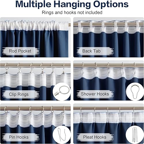 Miniatura 3 de DUALIFE - Cortinas blackout con aislamiento térmico, trabillas traseras y bolsillo para cortinero, 2 paneles para ventana de habitación y sala de