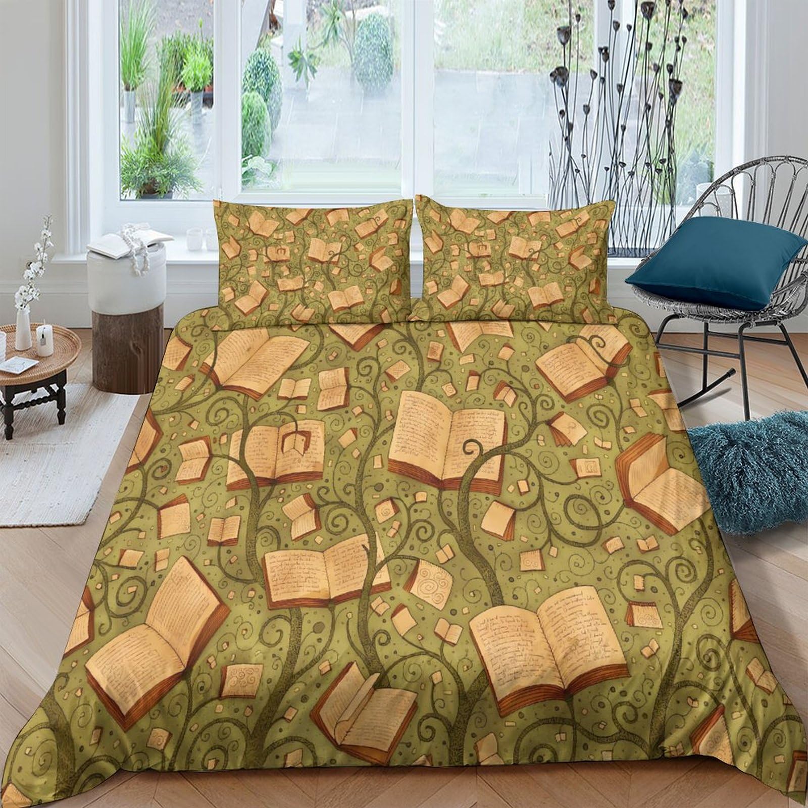 Housse de couette arbre 3D marron avec fermeture éclair invisible