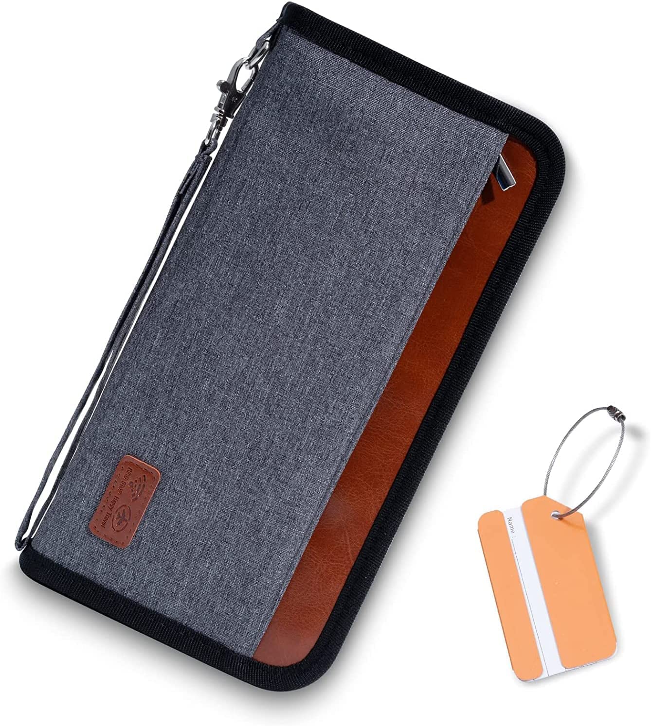 Travel passport Wallet Family Passport Holder RFID Blocking Waterproof Bag Documents Organizer Premium Durable Passport Case With Luggage Tag(Grey)