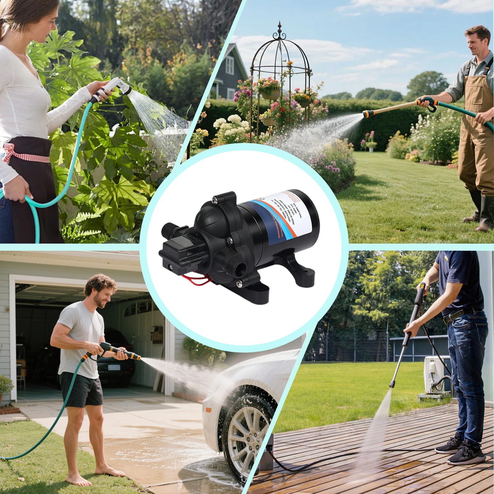 Pompa membranowa 12 V samozasysająca 3,3 GPM 45 PSI do samochodów | Membrana EPDM i silnik z rdzeniem miedzianym zapewniają długotrwałą wydajność z automatycznym wyłącznikiem ciśnieniowym i