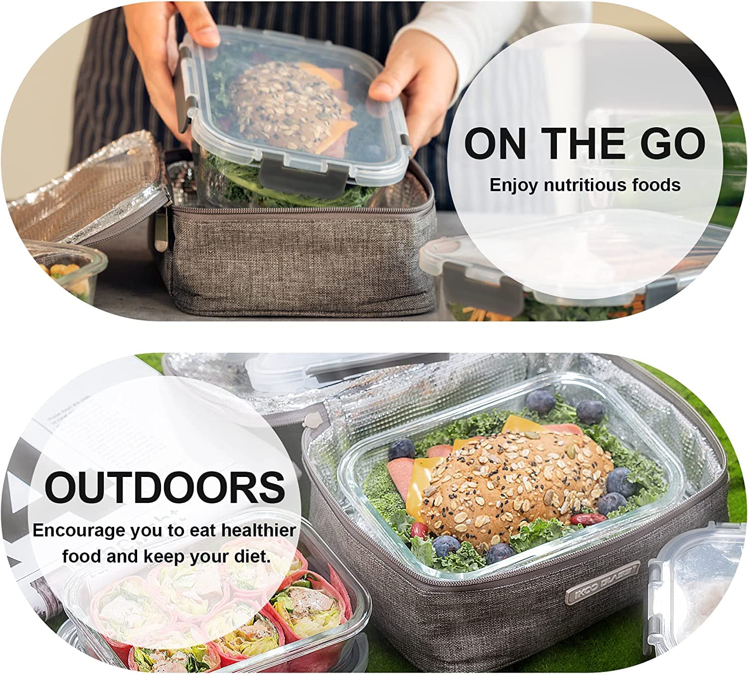 Glas Frischhaltedosen mit deckel Vorratsbehälterset ,kühlschrank organizer Aufbewahrungsbehälter aufschnittboxenmeal prep gläser ,obst gemüse aufbewahrung Lunchbox Brotdosen- BPA-frei (10 Behälter)