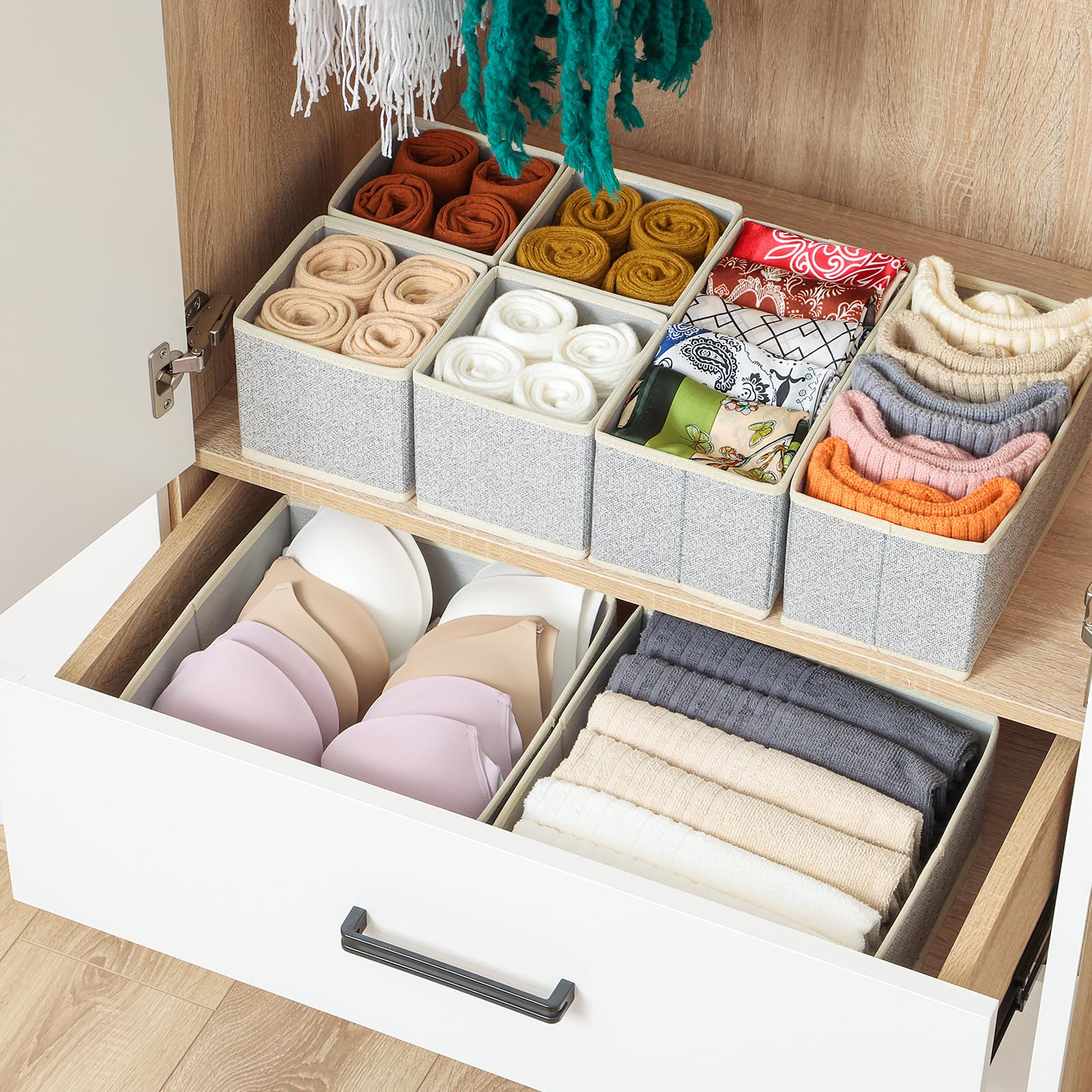 Stero Lot De 6 Organiseurs De Tiroir Pour Vêtements, Commode, Vêtements, Paniers De Rangement Pliables En Tissu Pour Vêtements, Sous-vêtements, Soutien-gorge, Chaussettes (noir