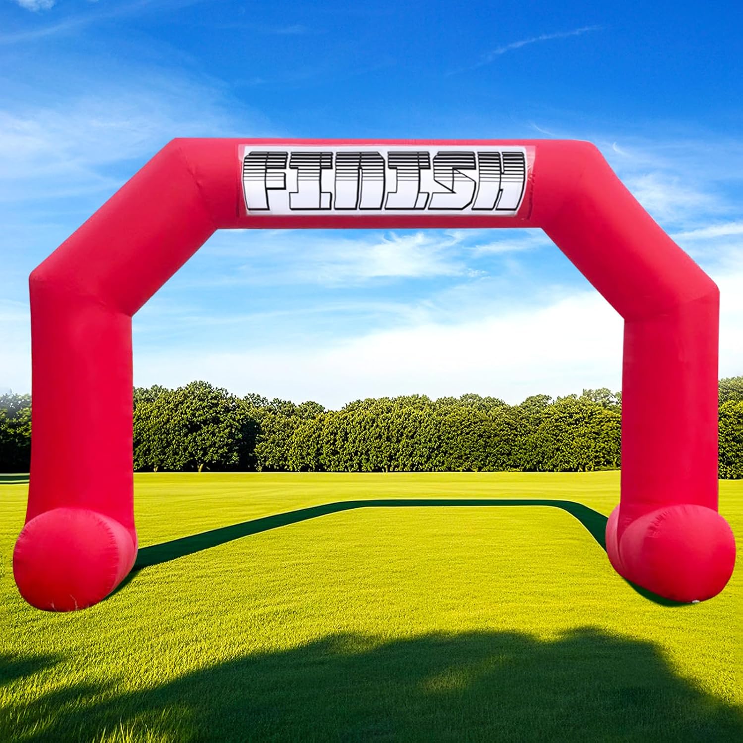 OZIS 20Ft Start Finish Line Inflatable Arch with Built-in Blower, Hexagon Inflatable Archway for Outdoor Impactful Race Advertising Commerce School Sport (White)