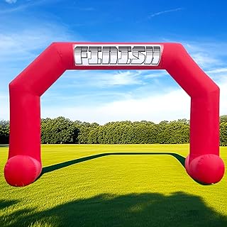 OZIS 20Ft Inflatable Arch Red with Built-in Blower, Hexagonal Inflatable Racing Archway with 3 Interchangeable Banners (Start/Finish) for Impactful Racing Advertising and Event Promotion