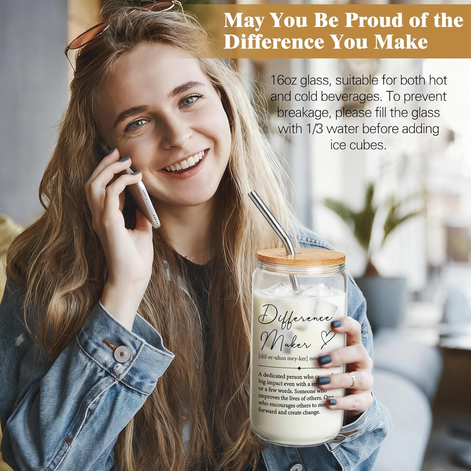 Employee Appreciation Gifts, Appreciation Gift for Coworkers, Thank You Gifts for Women, Difference Maker Gift for Coworkers Teacher Mentor Friends Leaders w 16oz Difference Maker Glass - Image 3