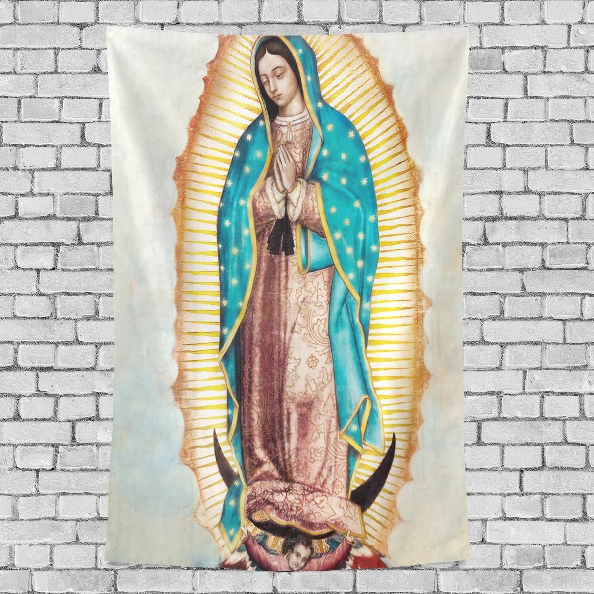 Donnapink Wall Tapestry Holly Mary Blessed Virgin Mary Our Lady of Guadalupe Mother of God 40"X60" Wall Hanging Bedspread for Home Livingroom Dorm