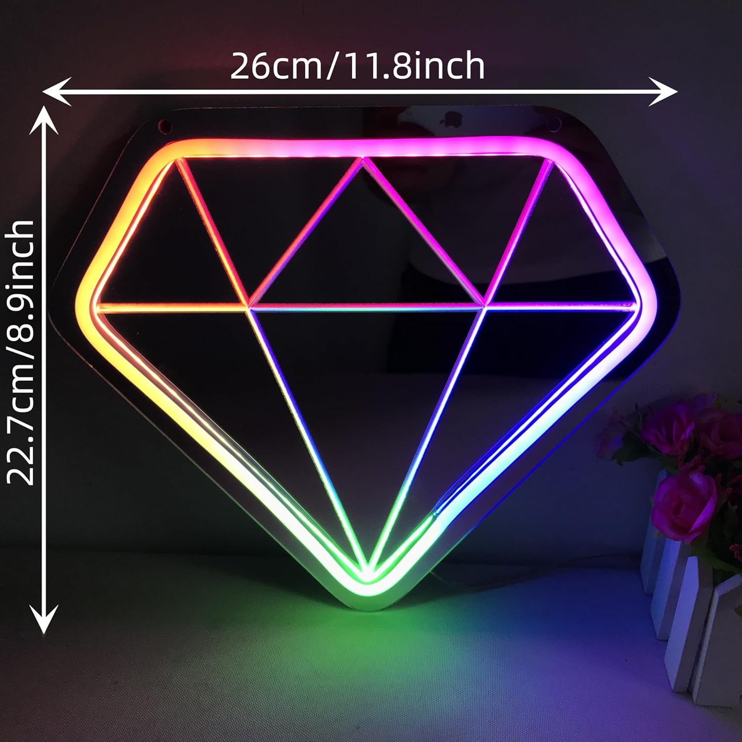 Diamond Neon Sign Shining Led Neon Sign Shop Decoration Colorful LED Neon Sign Bluetooth Wireless Adjustment Neon Sign For Shop,Bar,Room,Home,Office Decoration - Image 5
