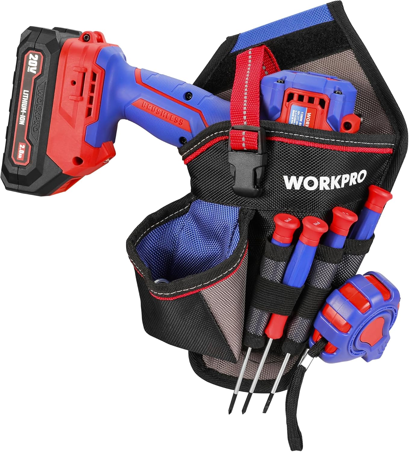 WORKPRO Drill Holster with Quick-Release Buckle, Heavy Duty 1680D Oxford Fabric