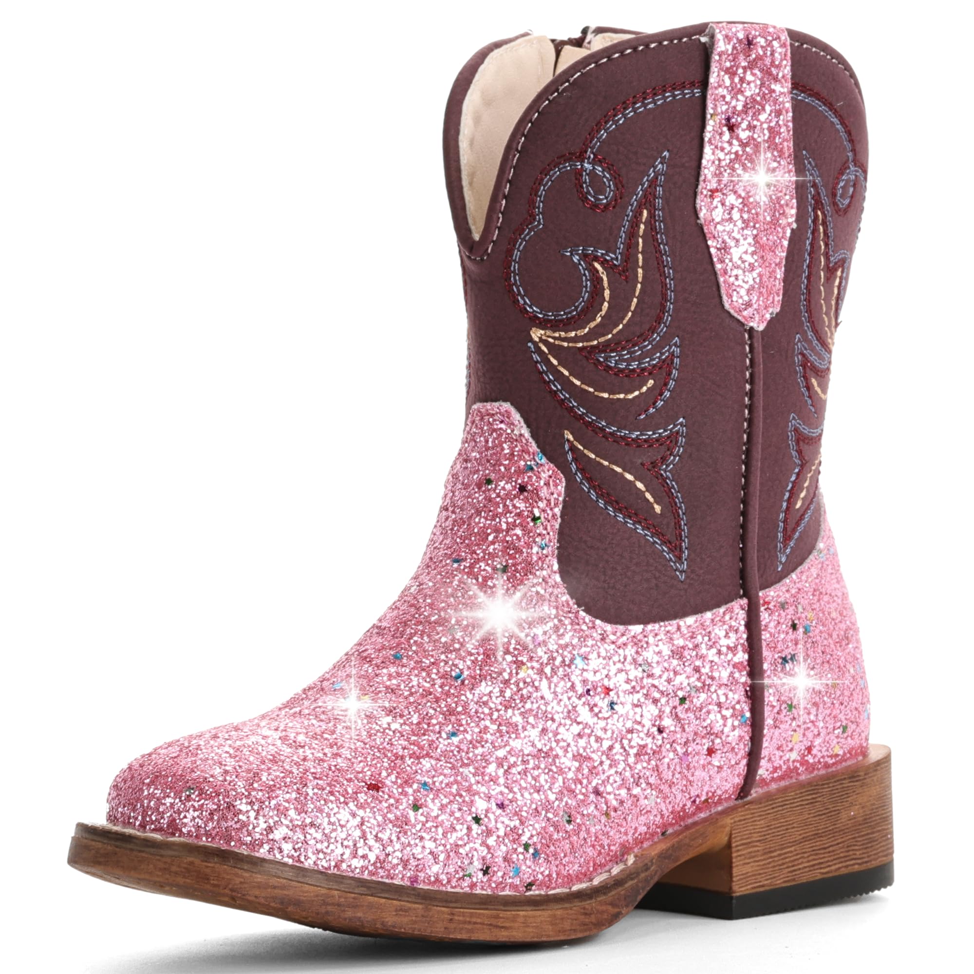 Girls Cowgirl Boots Toddler Boys Cowboy Boots for Kids Western Square Toe Riding Mid Calf Boot — view 11