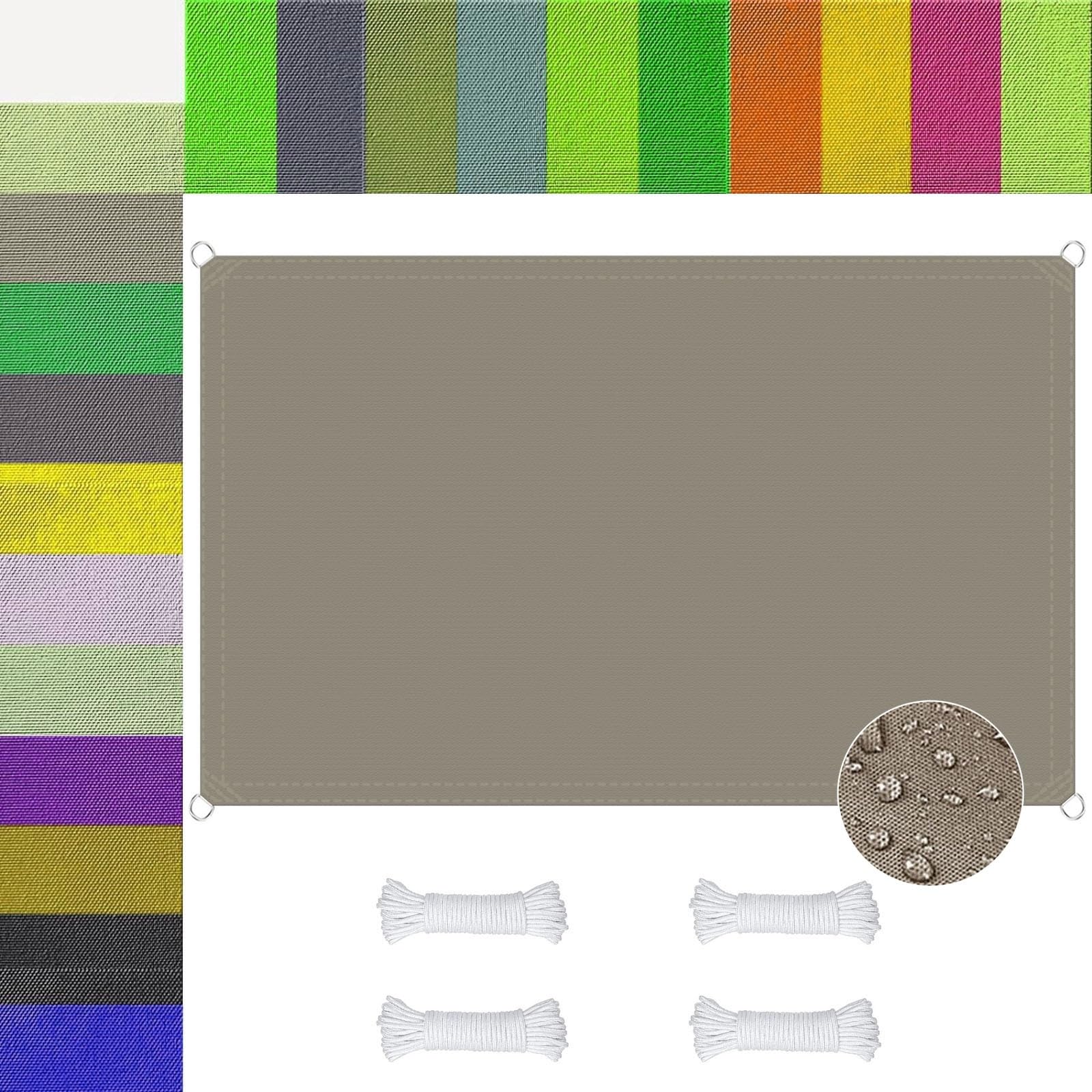 Toile d'ombrage haut de gamme imperméable 2x5m couleur taupe résistante aux UV