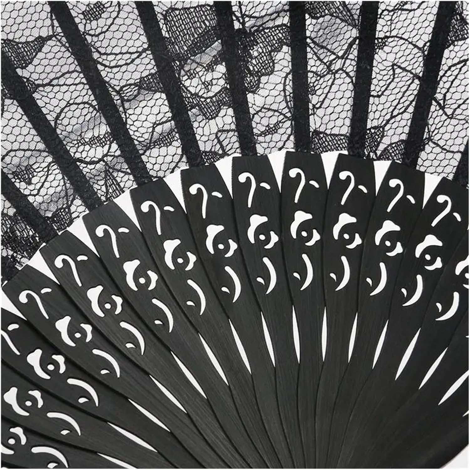 Fan for Wedding Party Favor Fancy Dress Exquisite Double Layer Lace Fan Folding Fan (Black)