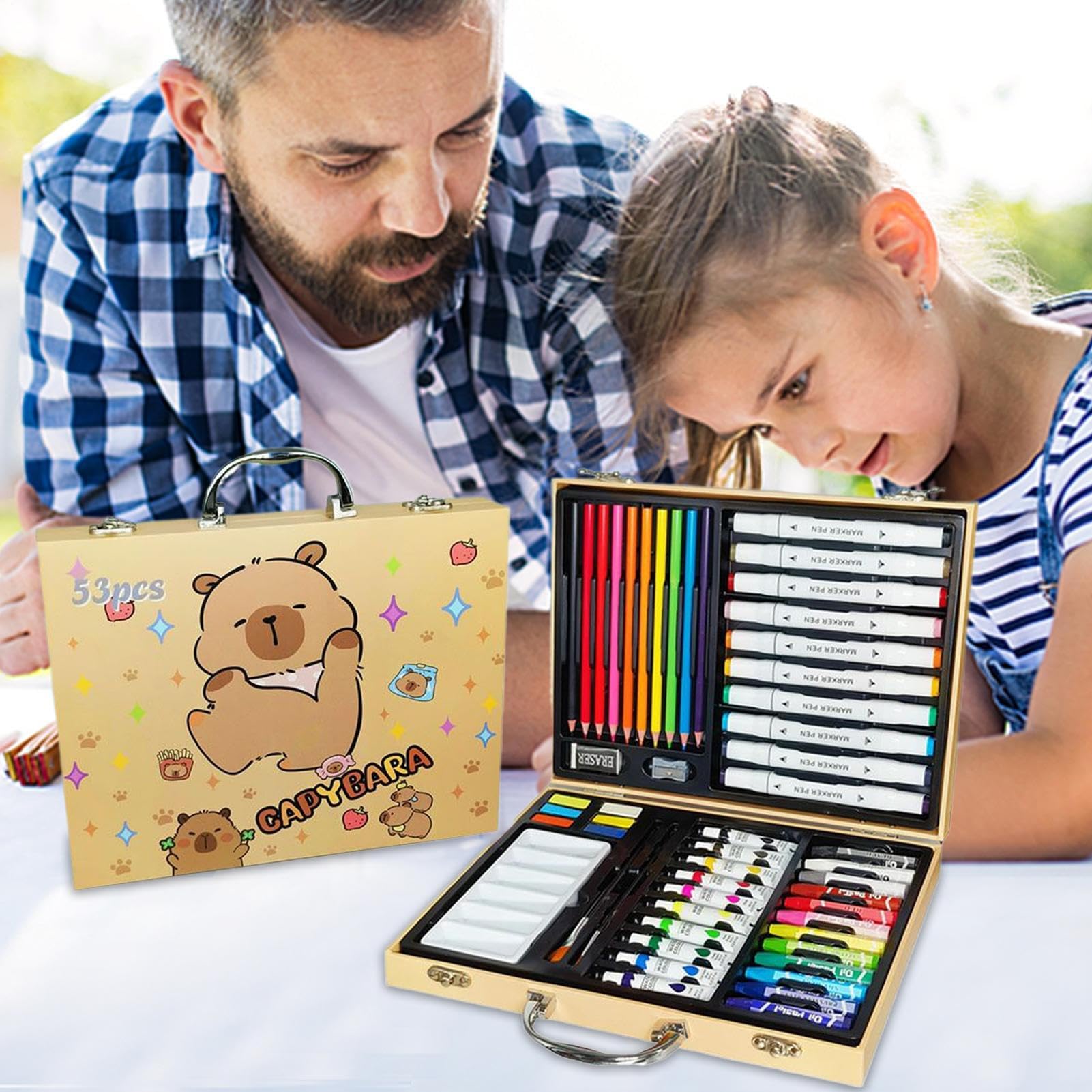 Set Di Penne Per Disegno, Kit Artistico con Pastelli a Olio e Pennarelli per Bambini, Colori Vivaci, Materiale Didattico Creativo per Lezioni d'Arte, Scuola, Viaggi e