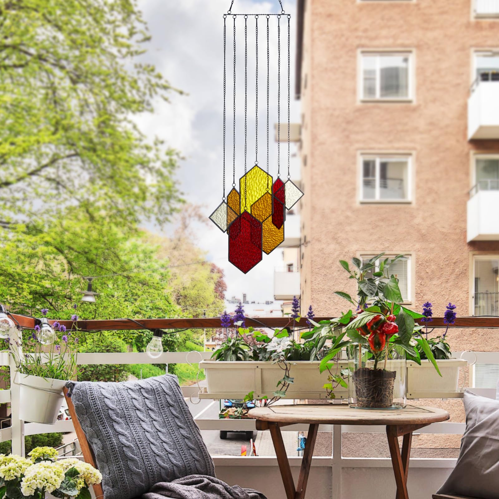 Glasmalerei, Fensterdekoration, Sonnenfänger aus Glasmalerei für Fenster, modernes Design Heimdekoration, Geschenke für Paare (Blau-Grün)