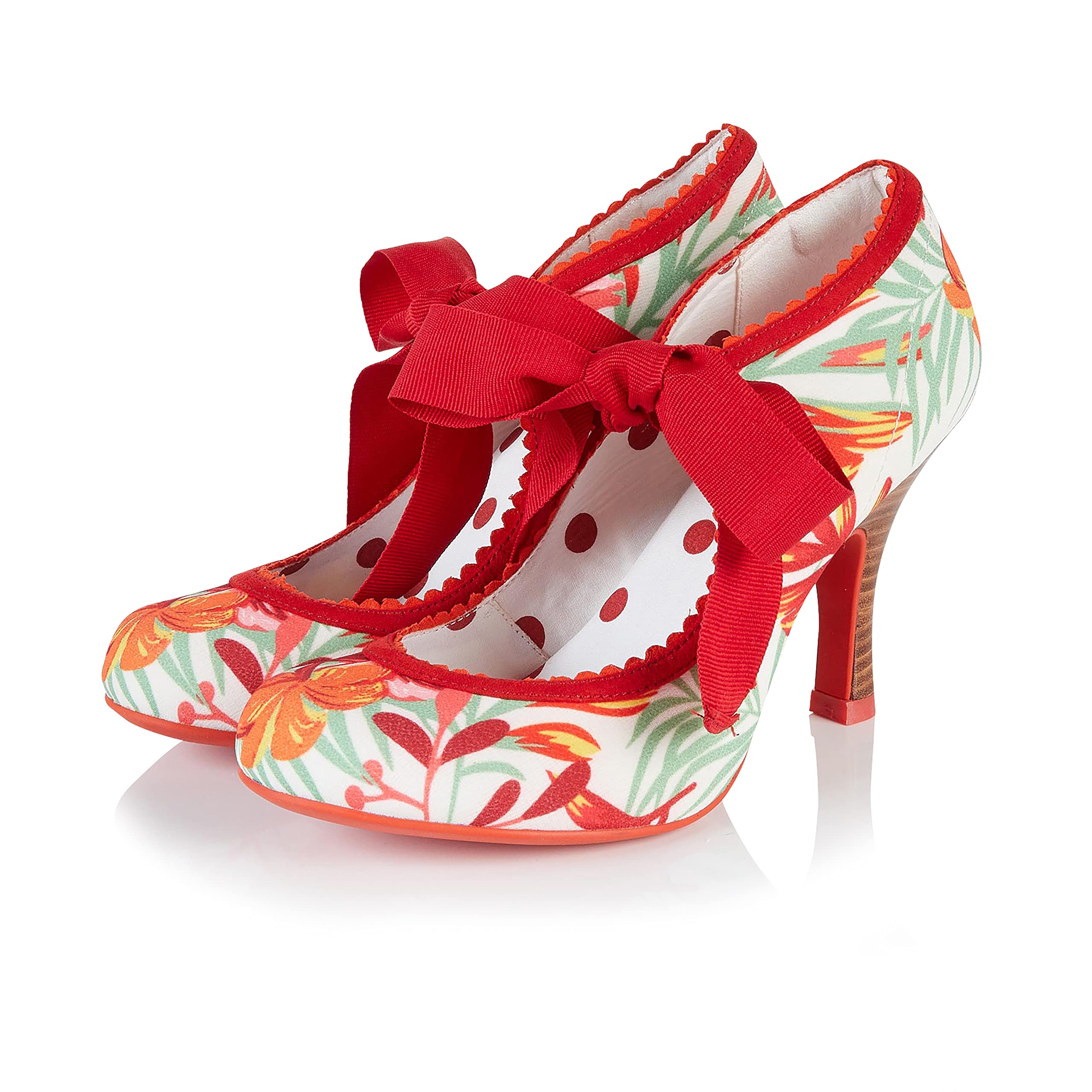 Ruby Shoo Willow High Heels With Comfort Insole Floral Red