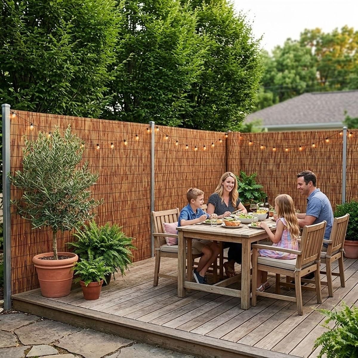 Rollo de Cañizo Natural para Ocultación, Valla de Caña Pantalla de Privacidad, Cerramiento Exterior Decorativo para Jardín Balcón Terraza Patio, Protección Visual(91x853cm(3x28ft))