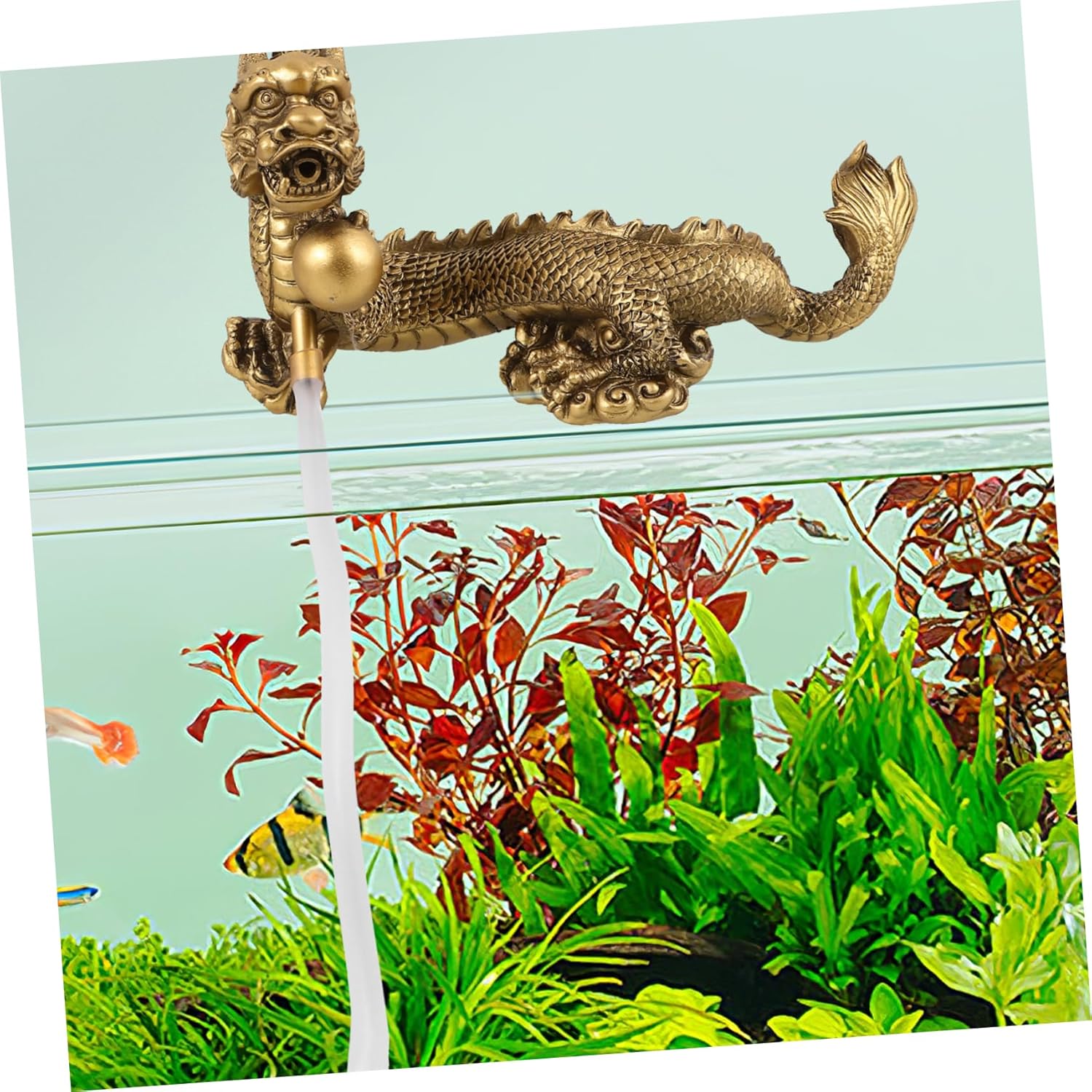 SOLUSTRE Dragon Statue Fish Tank Fountain Decor Water Fountain Air Pump for Aquarium