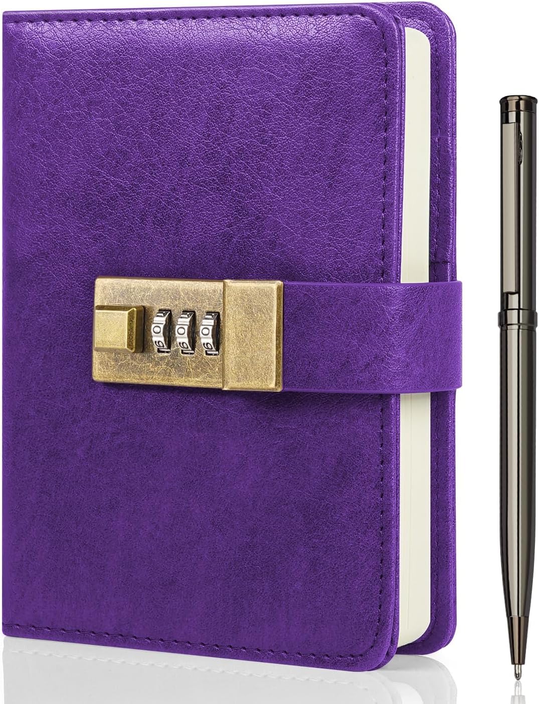 WEMATE Journal with Lock, A6 PU Leather Diary with Lock