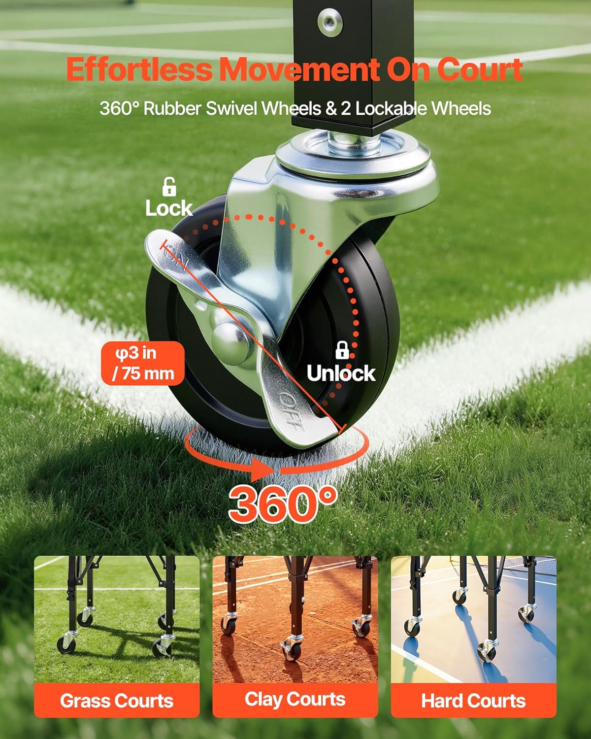 VEVOR Tennis & Pickleball Hopper Holds 200/175 /150/120 Balls, 3-in-1 Tennis Foldable Pickleball Basket Cart for Easy Installation, Storage Bag for Tennis Training & Teaching