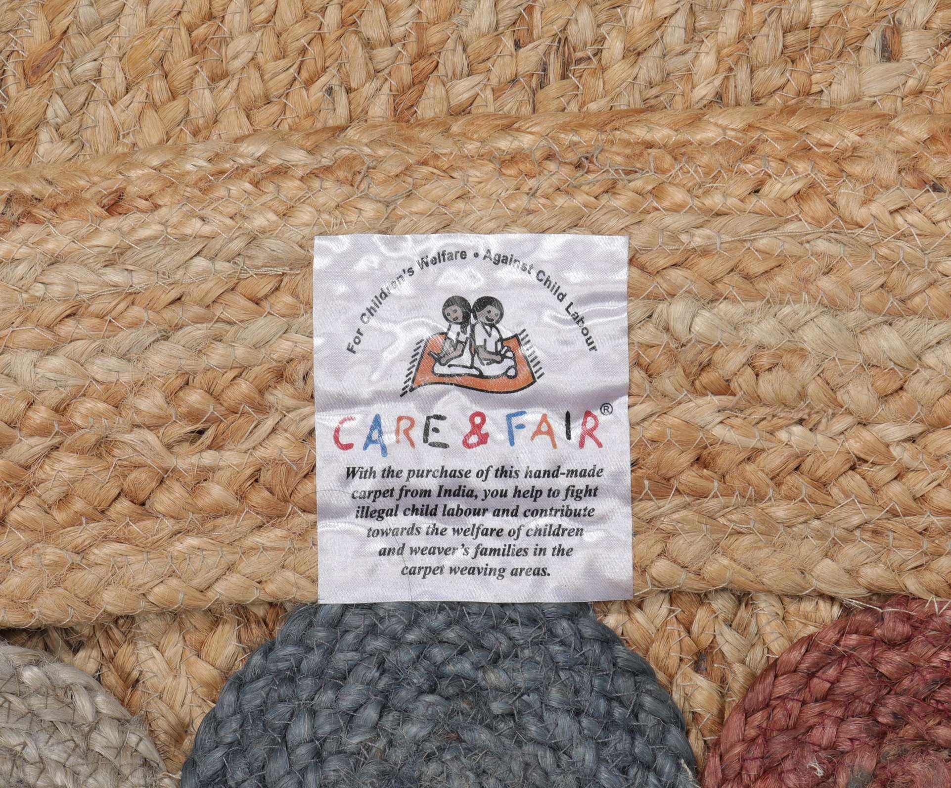 RugVista Dottie Jute Tapis, Ø 150 cm, Multicolore