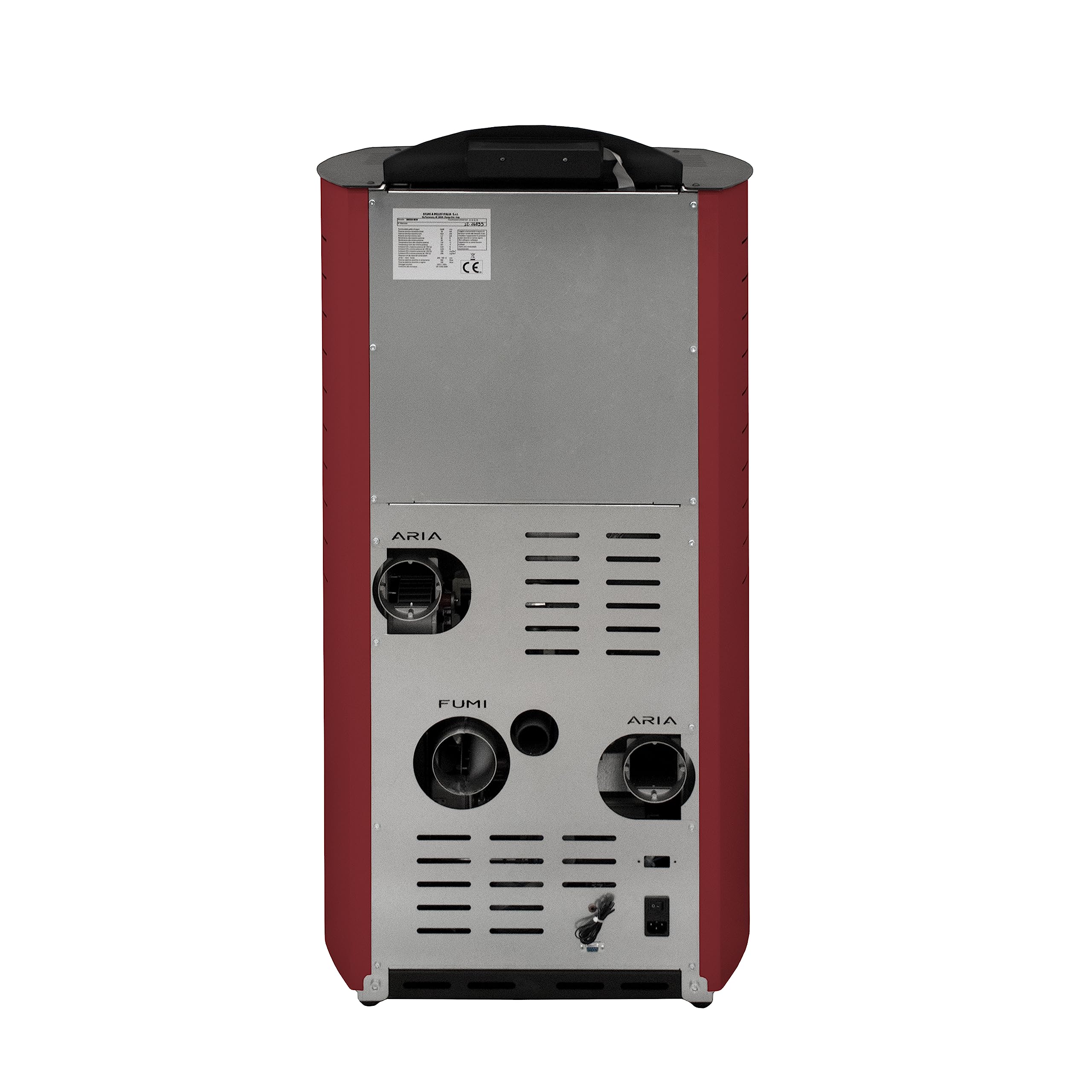 STUFE A PELLET ITALIA - Siberia New 18Kw Doble Canalización - Estufa de aire ventilado, eficiencia 91%, calentador 180m², autonomía 30H, 5 velocidades, programable, garantía 24 meses, rojo