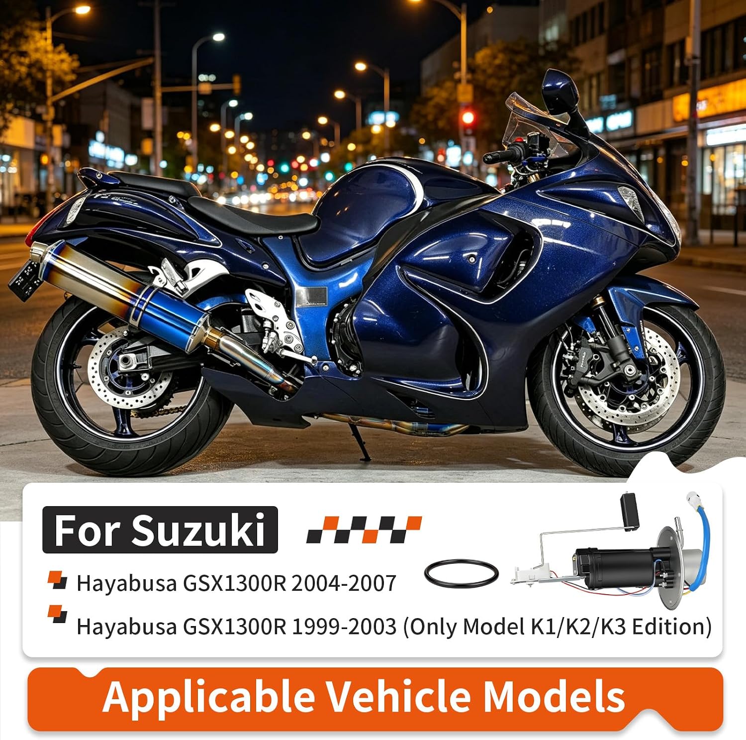 Fuel Pump Assembly W/O-Ring Seal For Suzuki Hayabusa GSX1300R 1999-2007 (1999-2003 Only Model K1/K2/K3) 15100-24FB0