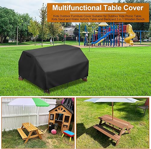 Miniatura 6 de Funda para mesa de picnic de 38 pulgadas, impermeable, para patio, campamento, para niños pequeños, para exteriores, mesa de picnic y banco, fundas