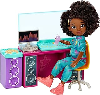 Karmaâ€™s World Making Rhymes Recording Studio 13-Piece Playset With Karma Doll (8.7-In), Mixing Booth, Guitar, Collectible Record, & More