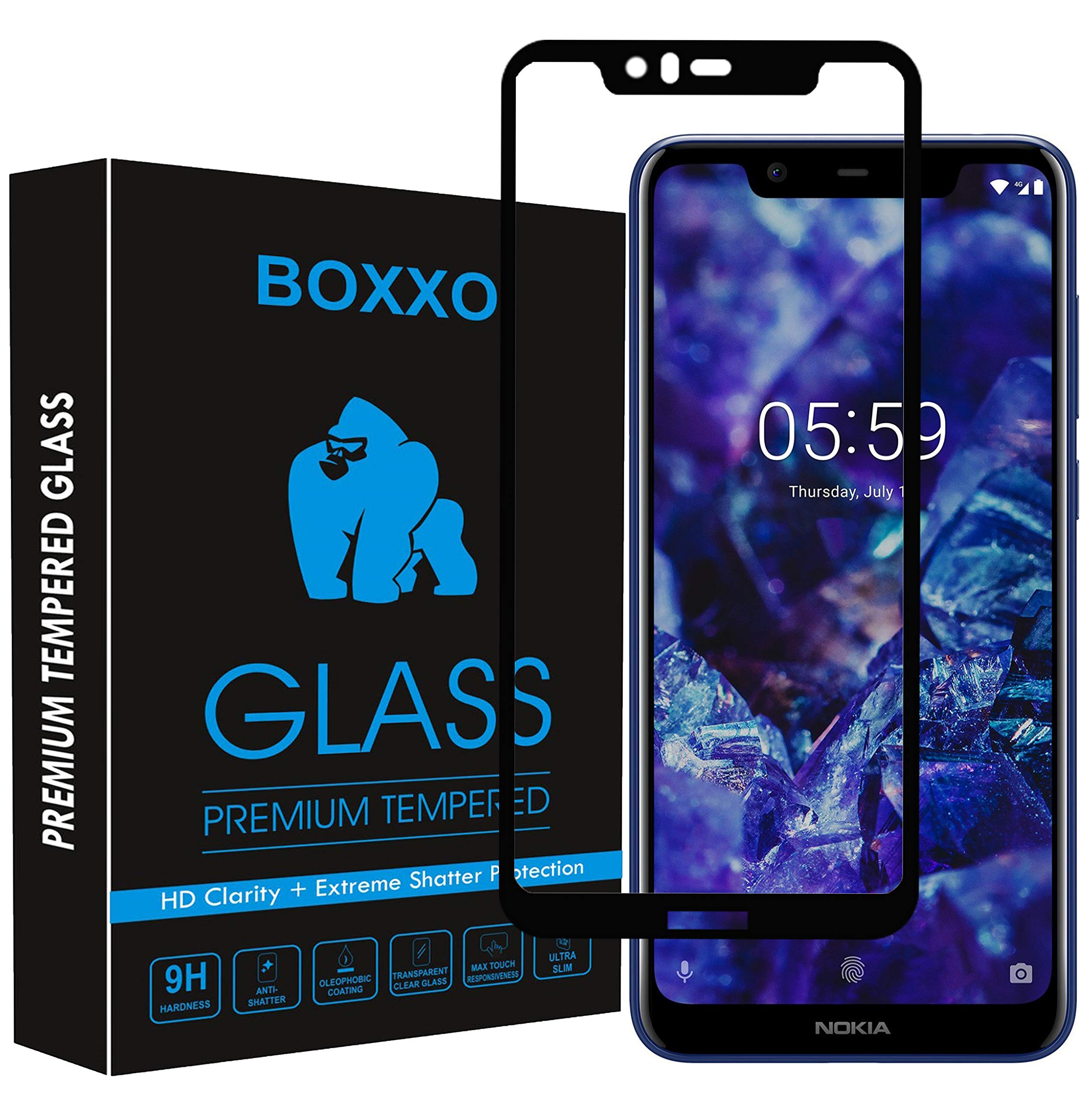 BOXXO |For Nokia 5.1 Plus | Tempered Glass Screen Protector Guard | Full Glue Curved Tempered Glass | Bubble Free Installation | Gorilla - Black (B07X1XVWQJ) Amazon Price History, Amazon Price Tracker