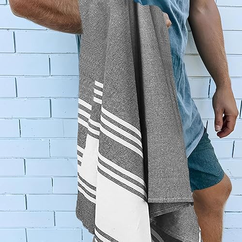 Miniatura 5 de Goroly Home Toalla de playa turca peshtemal de algodón, extra grande, fina de secado rápido, sin arena, toalla de piscina y natación, manta de baño,
