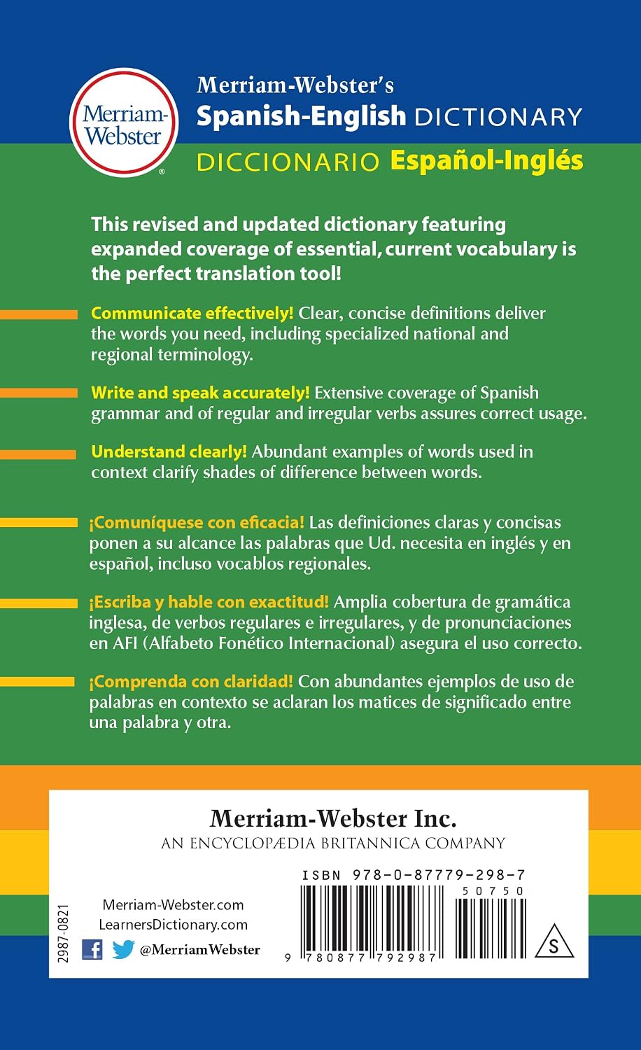 Merriam-Webster’s Spanish-English Dictionary - Newest Edition, Mass Market Paperback (English and Spanish Edition)