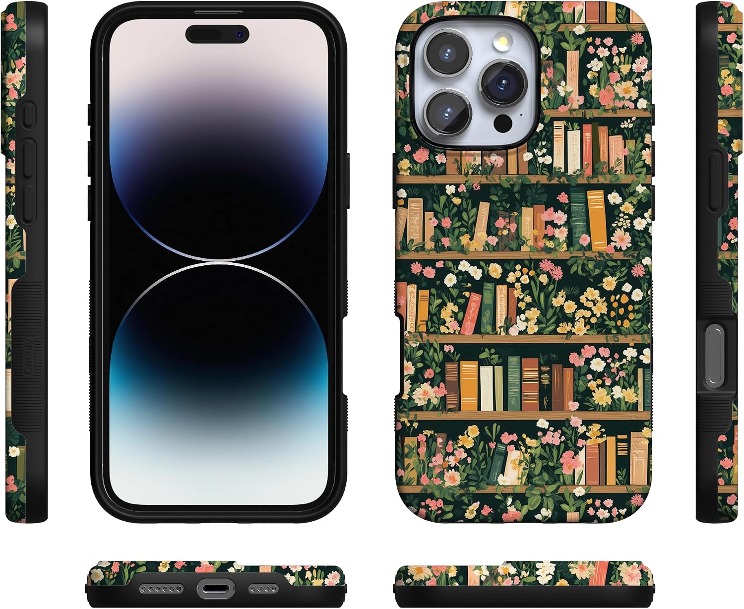 Casely iPhone 16 Pro Case | Book Nook | Floral Library | Bold Protective Design | Compatible with MagSafe