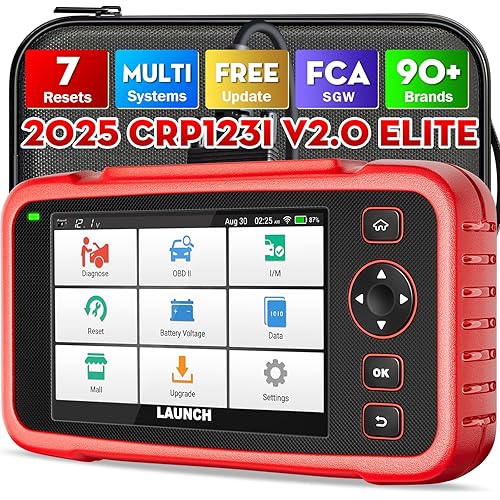 LAUNCH OBD2 Scanner CRP123I V2.0 Elite,Diagnostics Scanner for ABS/SRS/AT/ENG,7 Reset Services, Oil/Brake/BMS/SAS/D.P.F Reset/ABS Bleeding/Throttle Adaption,FCA SGW, Battery Test,Free Lifetime Upgrade