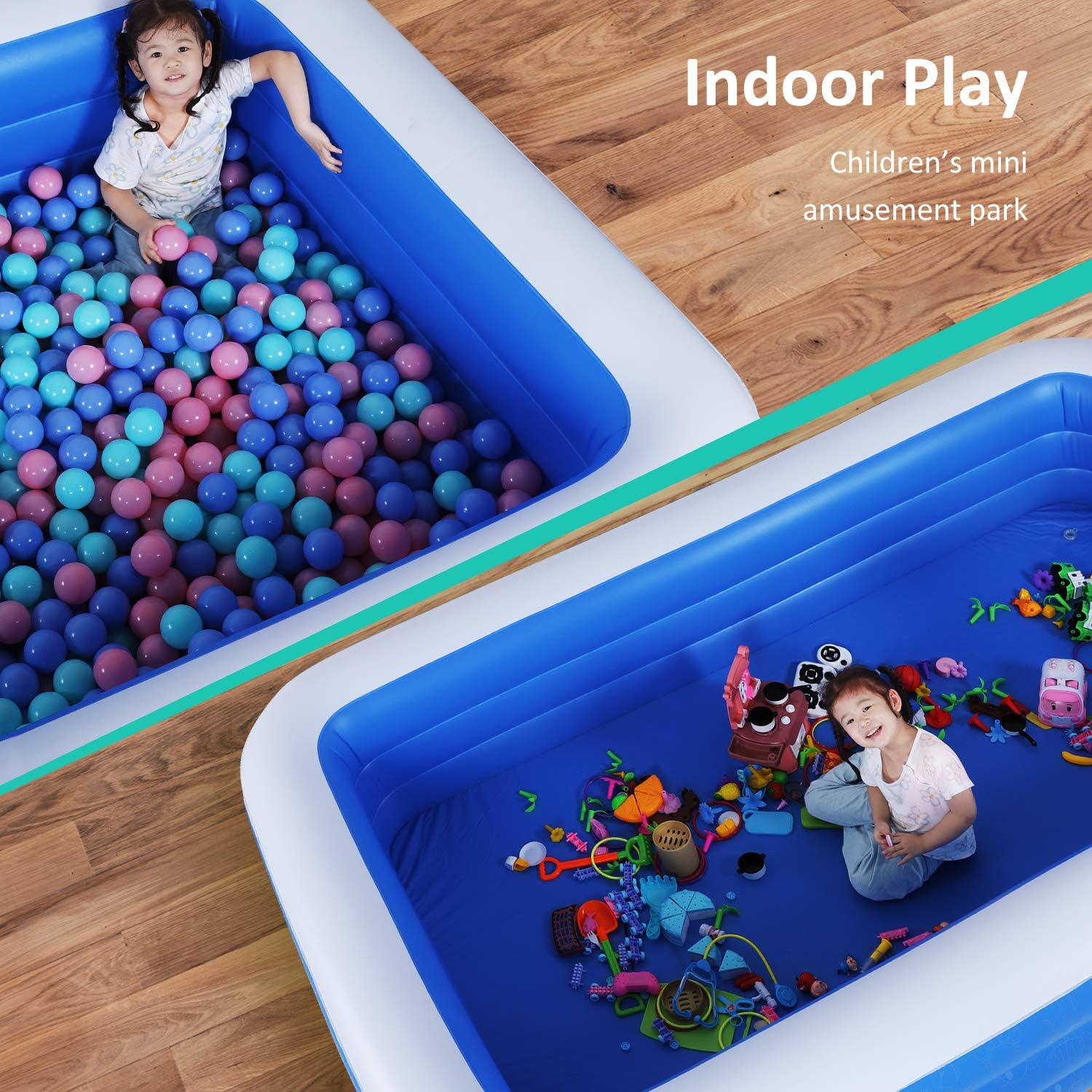 AZSSMUK Inflatable Pool,120" X 72" X 22" Full-Sized Adult Inflatable Swimming Pool Kiddie Pools for Family Kids, Adults, Infant, Garden, Backyard,Water Party,Summer Water Party,Family Swimming Center