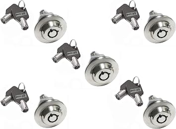 Homak Gun Cabinet Original Toolbox Lock 3/4" Replacement Safe Lock Box w/Key Cover 2417 Chrome Keyed Alike Same, 5/8 Inch Pack of 5