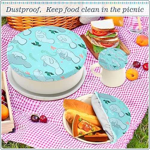 Miniatura 8 de Blue Manatees - 5 fundas elásticas reutilizables para cuencos para almacenamiento de alimentos, tapas de tela elástica con 5 tamaños diferentes,