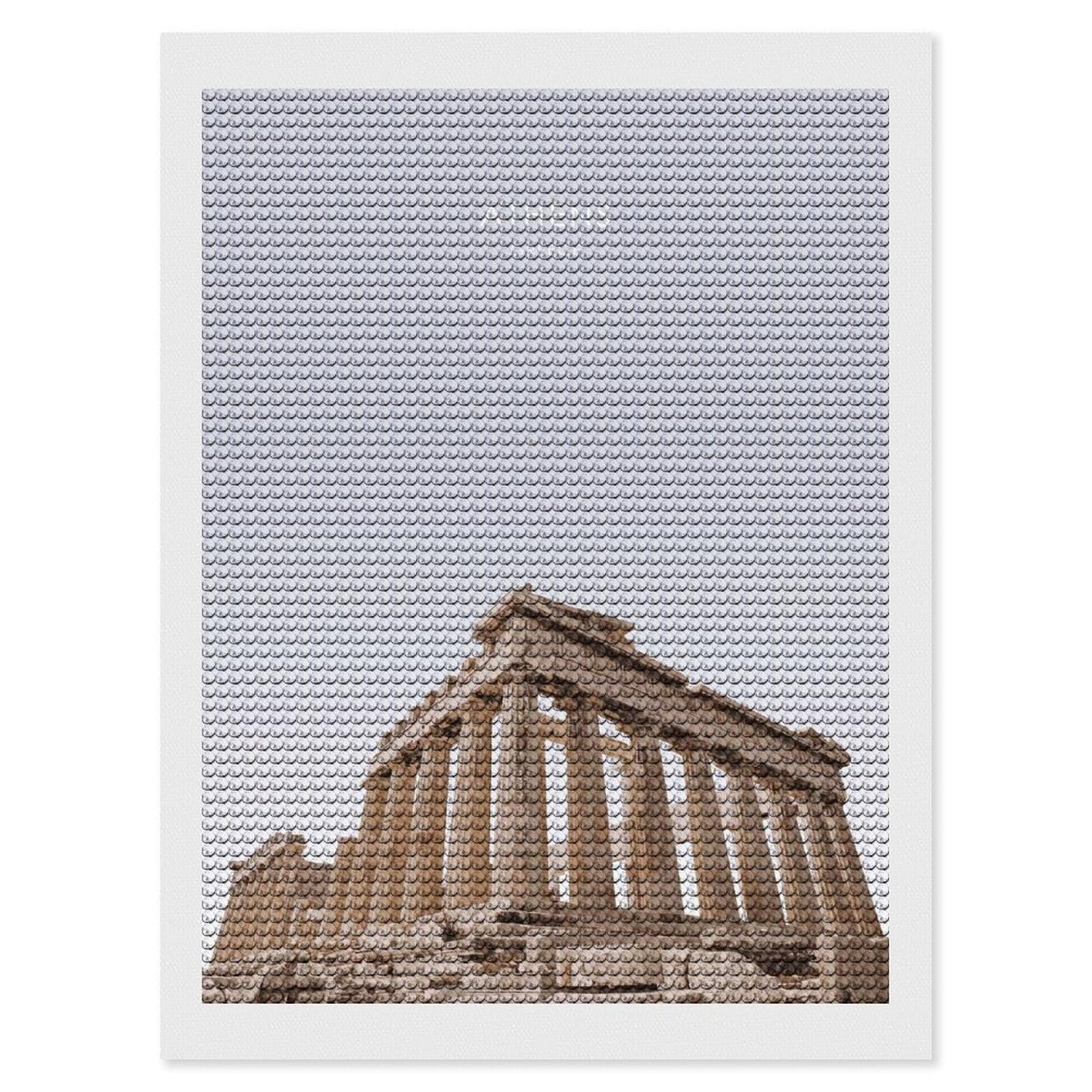 Junmoney Athens Acropolis Artwork Round Drill Diamond Painting 12"x16", for Adults, Creative Leisure Activity, Office Decor, Holiday Gift Idea