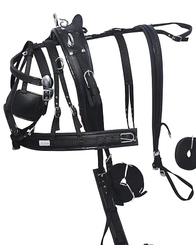 Aces Equine Arnés de nailon para carrito de caballos de color negro, tamaño completo, mazorca, pony (SHETLAND)