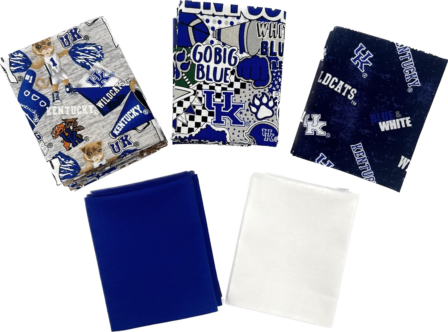 College Fat Quarter Bundle (18”x22” Cuts) - Kentucky Wildcats - 10 Pack - Premium Licensed Fabrics for Quilting, Sewing, & DIY Projects (Kentucky 2)