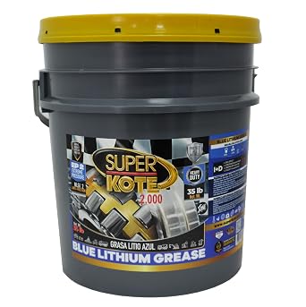 Blue and Tacky Lithium Grease Superkote 2000 | NLGI 2 | Lubricant Grease | Extreme Pressure | High Temperature | Heavy Duty | Wheel Bearing Grease | Marine | Automotive | Blue Grease | 35 LB Pail