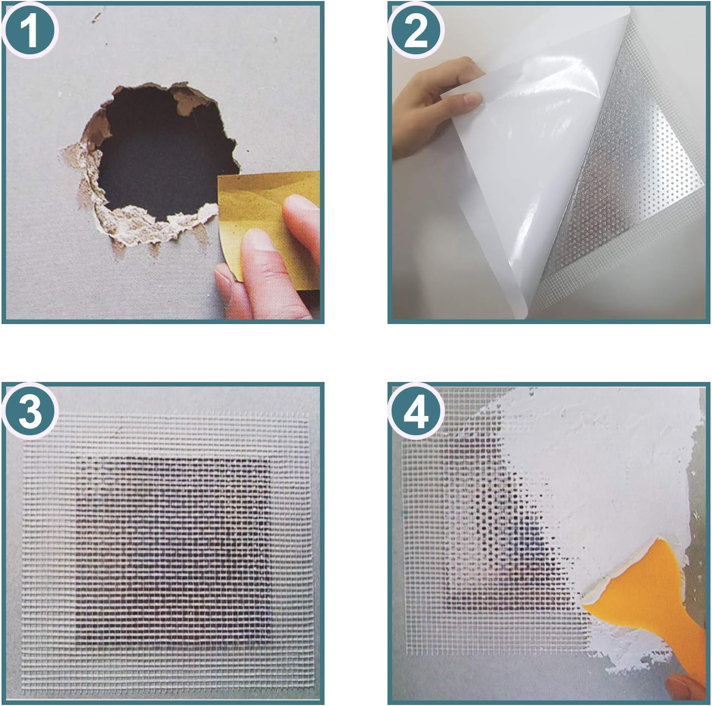 Drywall Repair Patch, Self Adhesive Fiberglass Wall Repair Patch Kit, 4”x4” Heavy Duty Dry Wall Hole Repair Patch (5 Pack)