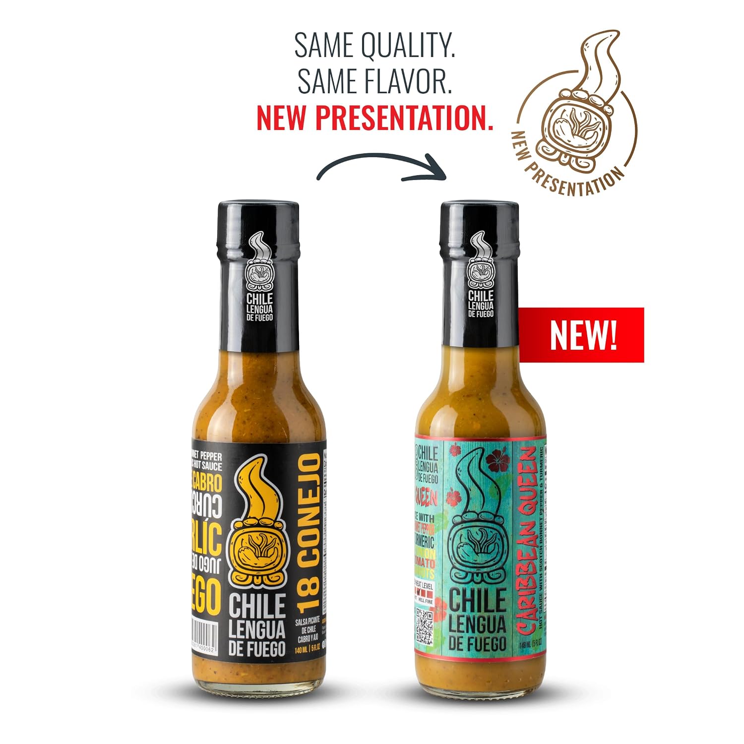 Chile Lengua de Fuego Caribbean Queen – Scotch Bonnet Garden Hot Sauce with Lime, Turmeric & Thyme, 5 oz Bottle (Pack of 1)