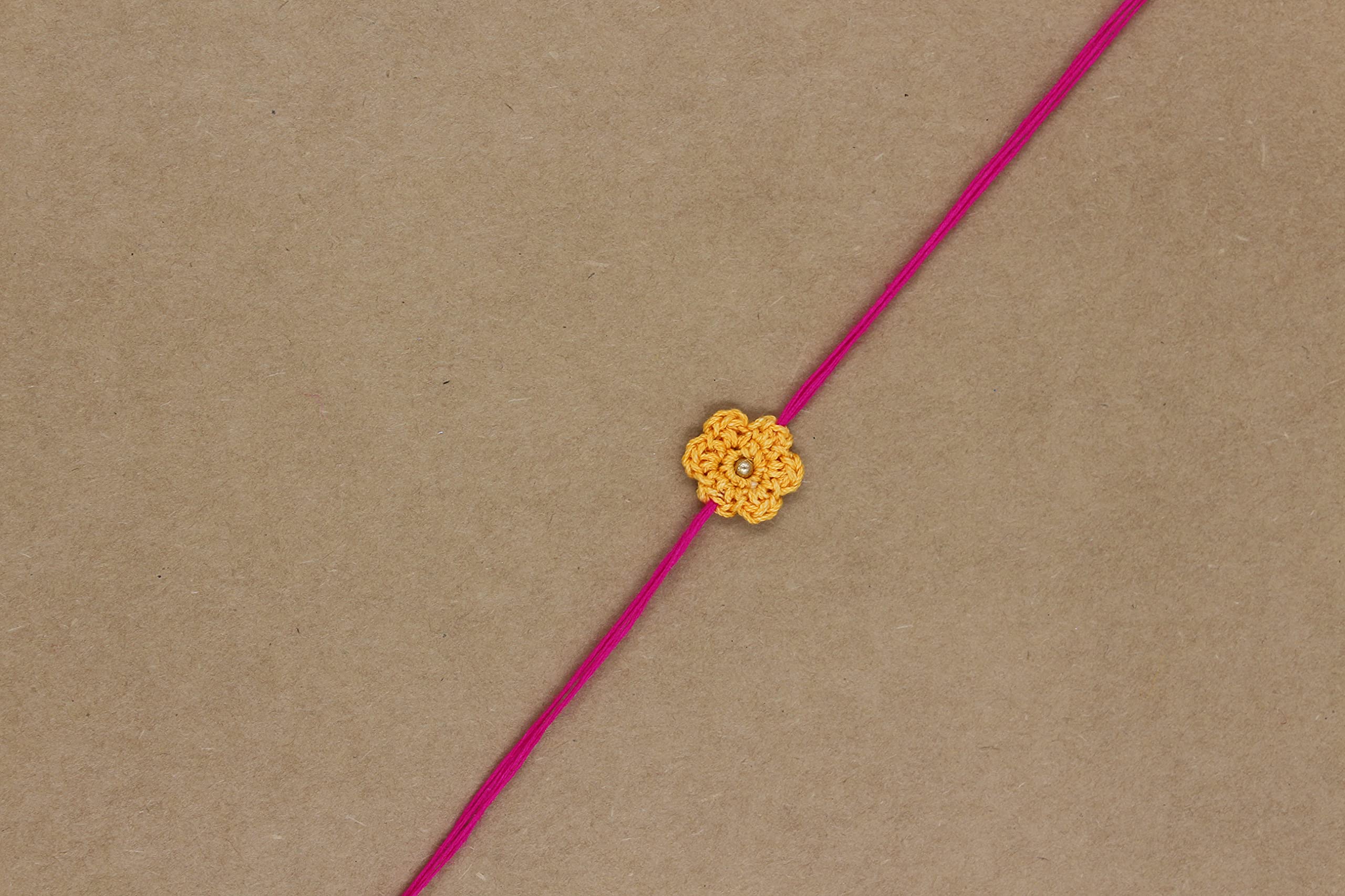 Prapti Handicrafts Handmade Designer Crochet Eco-Friendly Rakhi For Brothers,Sisters,kids Combo Pack (peach flower 1) 2