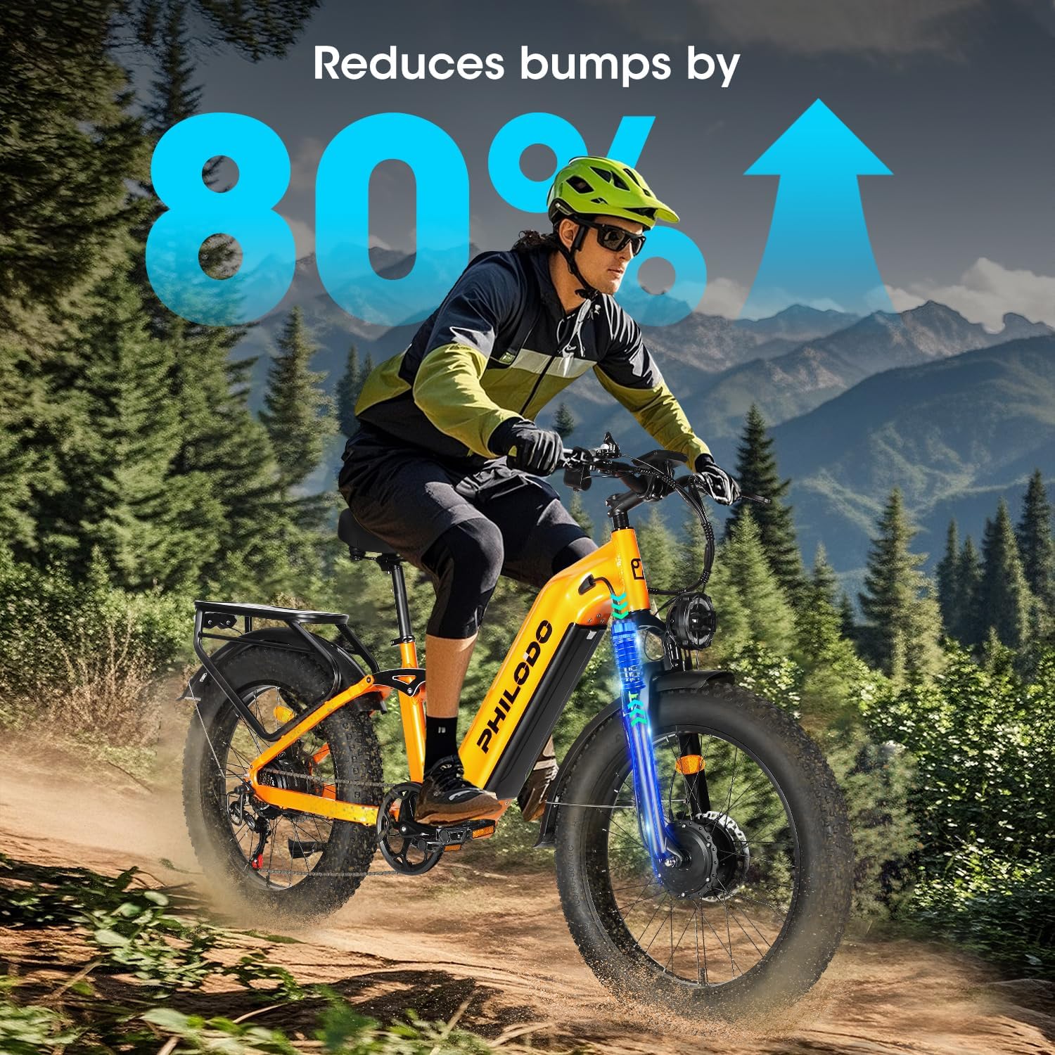 PHILODO Falcon 60V 32Ah Off-Road Electric Bike Dual Motor Hunting Ebike, Fat Tire Full Suspension Dirt Bike for Adults, Long Range Snow/Sand Electric Bicycle