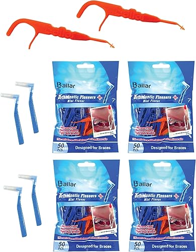 Ortho Floss Hilo dental para aparatos ortopédicos Bolsa de 200 unidades Paquete de 4 cepillos interdentales adicionales Floss dental se adapta