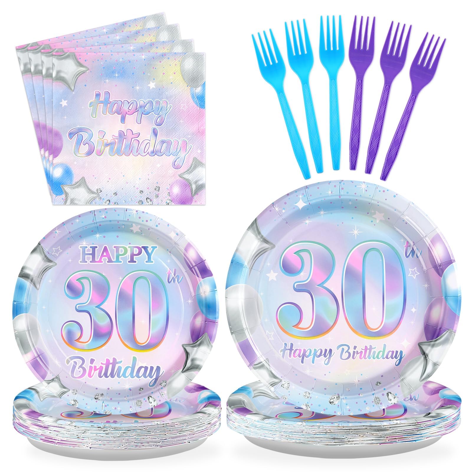 Grencian 96Pcs 30th Birthday Decorations for Women 30 Years Old Serves 24