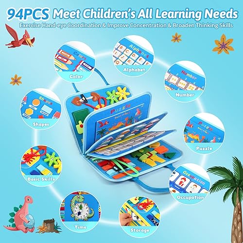 Miniatura 3 de Tabla de actividades 8 en 1 para niños pequeños de 1 año, 89 piezas de tablero sensorial Montessori para niños de 2, 3, 4 actividades educativas