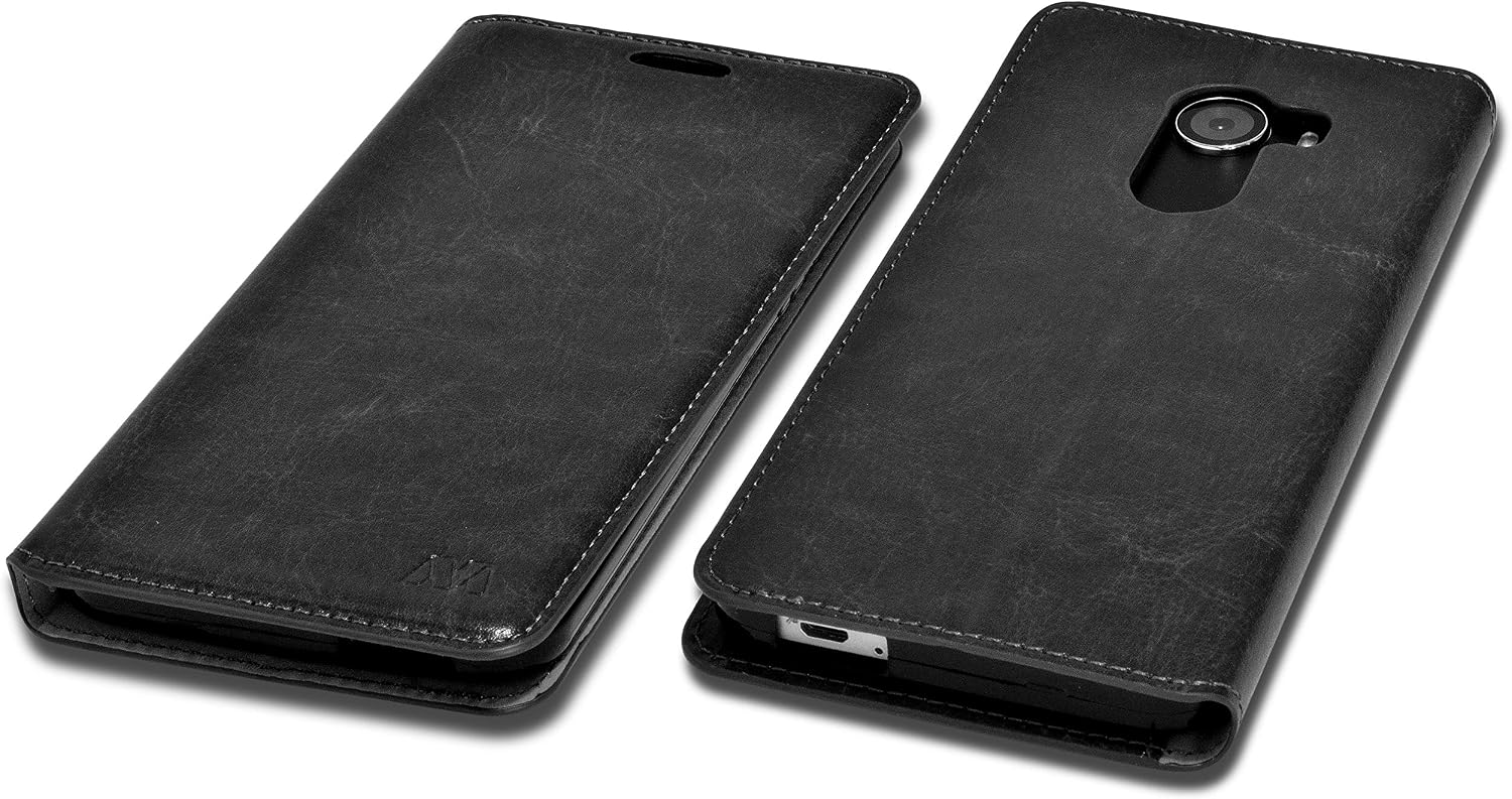 Fit GreatCall Jitterbug Smart 2 Wallet, Phonelicious PU Leather Case Premium Pouch ID Credit Card Phone Cover Flip Folio Book Style with Money Slot (Black Fold)