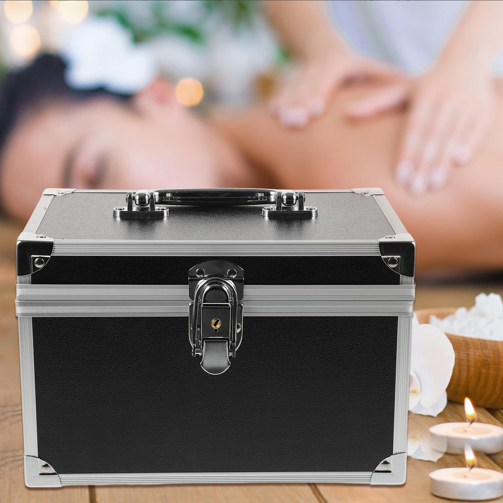 Anneome Cassetta Porta Attrezzi in Lega di Alluminio Nero Alta Capacità di Carico e Organizzazione per Strumenti per Spostamenti e Uso Domestico