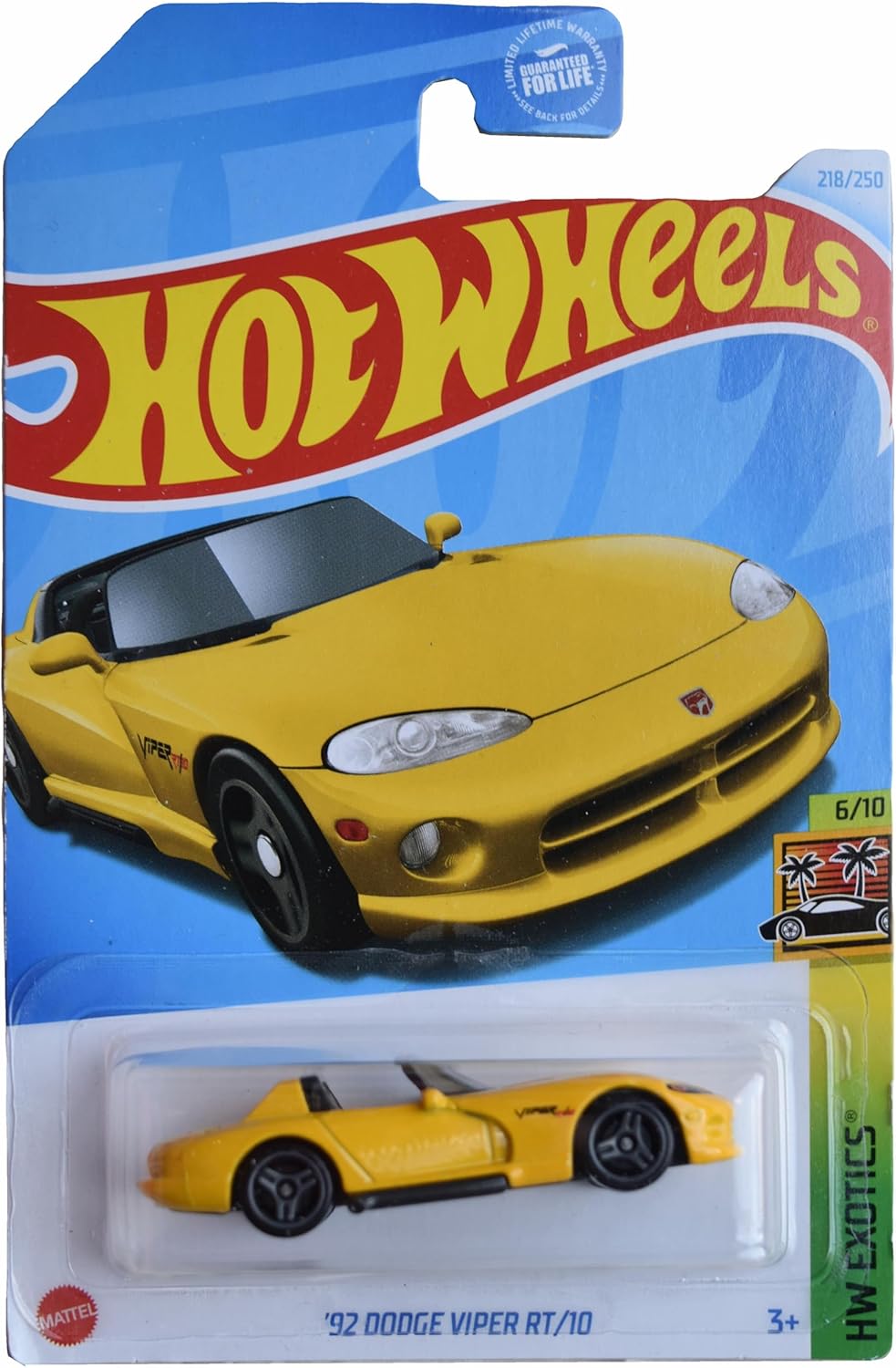 Hot Wheels '92 Dodge Viper RT/10, HW Exotics 6/10 [Yellow] 218/250